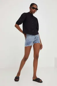 Rifľové krátke nohavice Answear Lab dámske, jednofarebné, vysoký pás #8663015