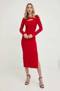 Šaty Answear Lab červená farba, midi, priliehavá #7789996
