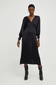 Šaty Answear Lab čierna farba, midi, áčkový strih #246415
