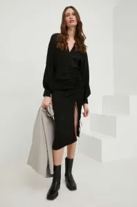 Šaty Answear Lab čierna farba, midi, rovný strih #6492152