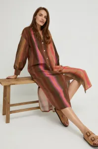 Šaty Answear Lab hnedá farba, midi, oversize #254816