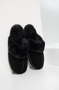 Semišové papuče Answear Lab čierna farba