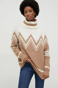 Vlnený sveter Answear Lab dámsky, béžová farba, s rolákom #4235148