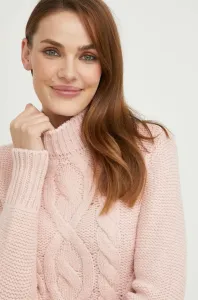 Vlnený sveter Answear Lab dámsky, ružová farba, s polorolákom #4224041
