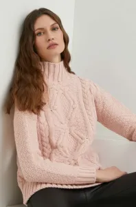 vlnený sveter Answear Lab dámsky, ružová farba, teplý, s rolákom #4236796