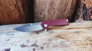 Zatvárací nôž ANV® Z100 G10 Liner Lock – Červená rukoväť, sivá čepeľ - Stone Wash (Farba: Červená, Varianta: Sivá čepeľ – Stone Wash)