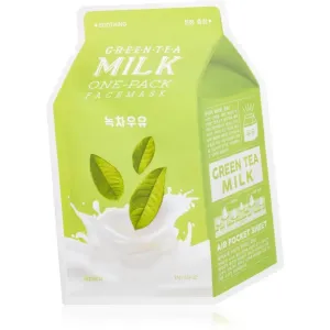 A’pieu One-Pack Milk Mask Green Tea upokojujúca plátienková maska pre mastnú a zmiešanú pleť 21 g