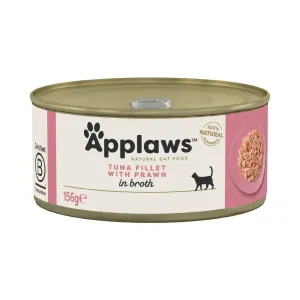 Výhodné balenie Applaws krmivo pre mačky vo vývare 48 x 156 g - filé z tuniaka a krevety