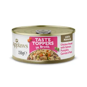 Výhodné balenie Applaws Taste Toppers vo vývare 24 x 156 g - kuracie s lososom, tekvicou, mrkvou a hráškom