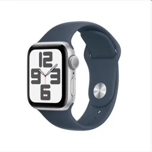 Apple Watch SE GPS 40mm strieborná , hliníkové puzdro so športovým remienkom burková modrá - ML MRE23QCA