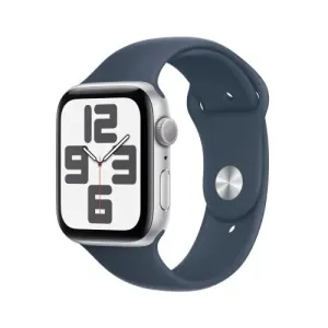 Apple Watch SE GPS 44mm strieborná , hliníkové puzdro so športovým remienkom burková modrá - ML MREE3QCA
