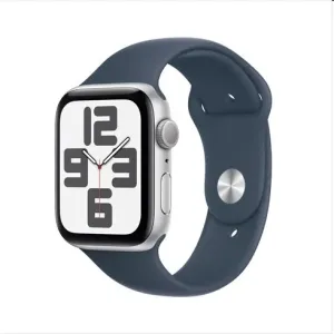 Apple Watch SE GPS 44mm strieborná , hliníkové puzdro so športovým remienkom burková modrá - SM MREC3QCA