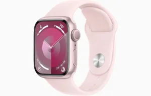 Apple Watch Series 9 45 mm Ružový hliník so svetlo ružovým športovým remienkom – M/L