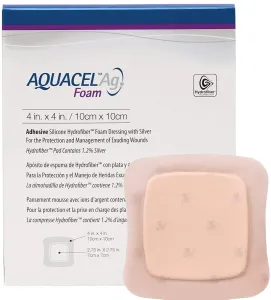 Aquacel Ag foam Hydrofiber krytie na rany neadhezívne, so striebrom 10 x 10 cm 10 ks