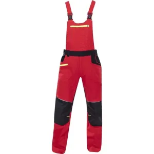 Pánske strečové montérkové nohavice na traky Ardon 4Xstretch - veľkosť: 46, farba: červená