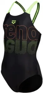 Arena girls swimsuit v back graphic black/soft green 128cm