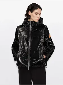 Čierna dámska prešívaná obojstranná zimná bunda Armani Exchange #723850