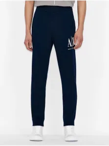 Dark Blue Men's Sweatpants with Armani Exchange Print - Men's