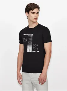 Black Men's T-Shirt with Armani Exchange Print - Men's #733477