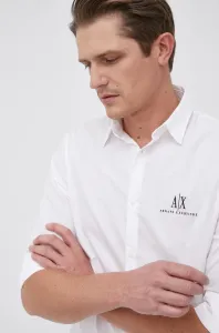 Bavlnená košeľa Armani Exchange pánska, biela farba, regular, s klasickým golierom #8847638