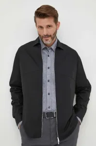 Bavlnená košeľa Armani Exchange pánska, čierna farba, voľný strih, s klasickým golierom