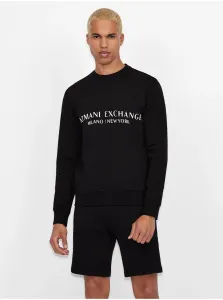 Bavlnená mikina Armani Exchange pánska, čierna farba, s potlačou #4093983