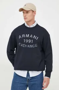 Bavlnená mikina Armani Exchange pánska, tmavomodrá farba, s nášivkou #8920873