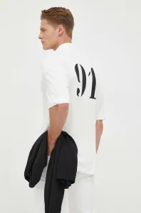 Bavlnené polo tričko Armani Exchange béžová farba, s potlačou