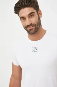 Bavlnené tričko Armani Exchange biela farba, jednofarebné #255457