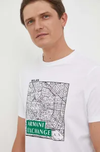 Bavlnené tričko Armani Exchange biela farba, s potlačou #8742837