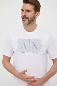 Bavlnené tričko Armani Exchange biela farba, s potlačou #8921000