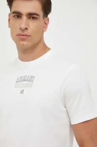 Bavlnené tričko Armani Exchange biela farba, s potlačou #8949455