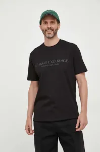 Bavlnené tričko Armani Exchange čierna farba, s nášivkou #8739936