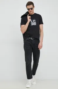 Bavlnené tričko Armani Exchange čierna farba, vzorované