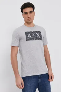Bavlnené tričko Armani Exchange šedá farba, s potlačou