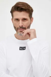 Bavlnené tričko s dlhým rukávom Armani Exchange biela farba, s potlačou #8740299