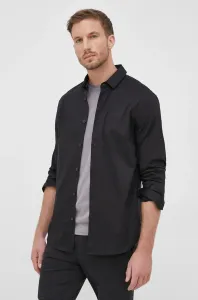 Košeľa Armani Exchange pánska, čierna farba, slim, s klasickým golierom #7160695