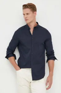 Košeľa Armani Exchange pánska, tmavomodrá farba, slim, s golierom button-down #8740037