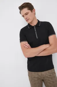 Polo tričko Armani Exchange čierna farba, s potlačou