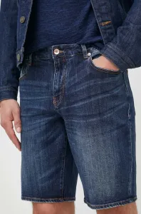 Rifľové krátke nohavice Armani Exchange pánske, tmavomodrá farba #8657293