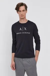 Tričko s dlhým rukávom Armani Exchange pánske, tmavomodrá farba, s potlačou, 8NZTCH Z8H4Z NOS
