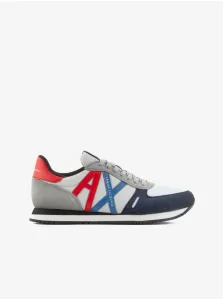 ARMANI EXCHANGE Blue and white mens sneakers with details in suede finish Armani Exchang - Men