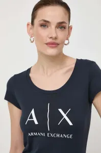 Bavlnené tričko Armani Exchange dámske, tmavomodrá farba, 8NYT70 YJ16Z NOS