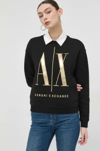 Bavlnená mikina Armani Exchange dámska, čierna farba, s nášivkou, 8NYM07 YJ68Z NOS #7398599