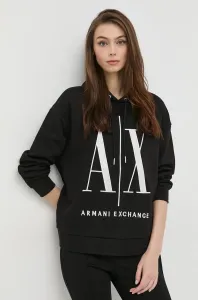 Bavlnená mikina Armani Exchange dámska, čierna farba, s nášivkou #255049