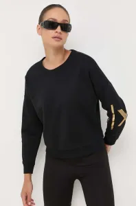 Bavlnená mikina Armani Exchange dámska, čierna farba, s potlačou #8741442