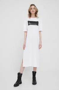 Bavlnené šaty Armani Exchange biela farba, mini, rovný strih #4887055