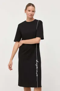 Bavlnené šaty Armani Exchange čierna farba, midi, rovný strih #8991517
