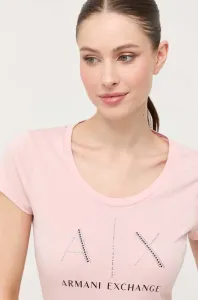 Bavlnené tričko Armani Exchange ružová farba #8742153
