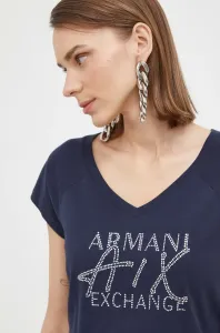 Bavlnené tričko Armani Exchange tmavomodrá farba #8645299